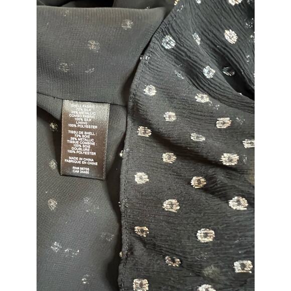 Rebecca Taylor Cold Shoulder Print silver Clipped Jacquard Top Black Sz 0 - Picture 7 of 11